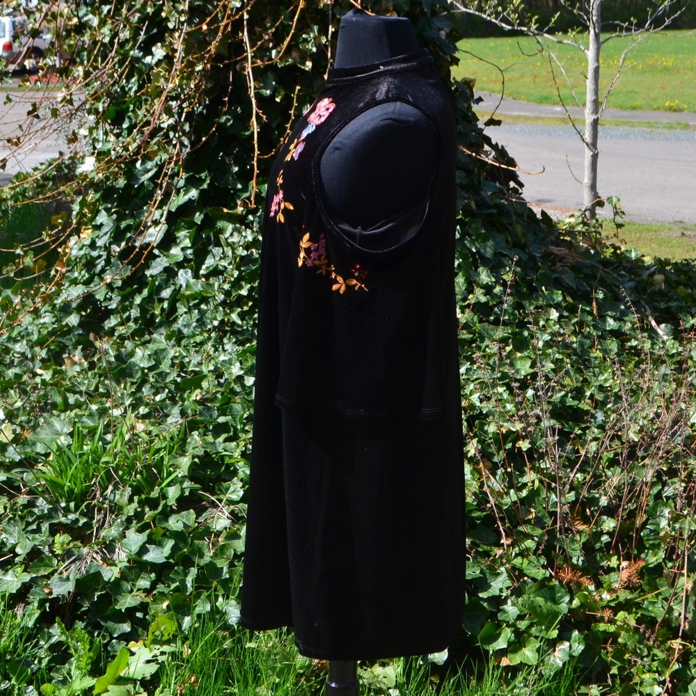 Three Hearts 1X Embroidered Velvet Dress - Picture 3 of 6